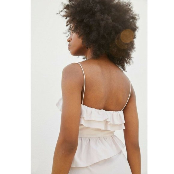 Brock Collection x H&M Flounced Dress NWT Cotton Light Pink Fitted Tiers - Picture 9 of 13